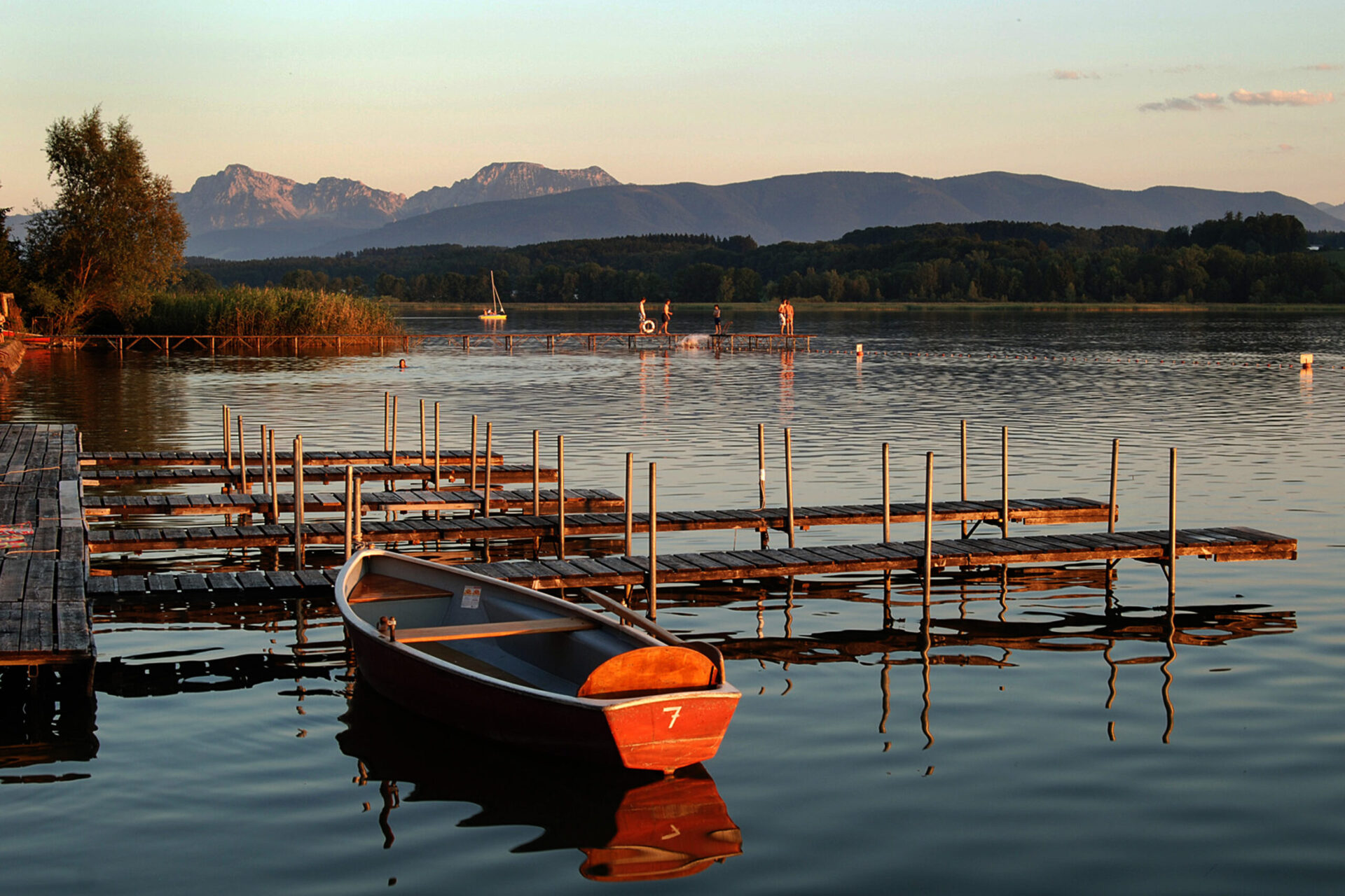 Huberhof Ollerding, Seen und Baeder, Abend am Waginger See