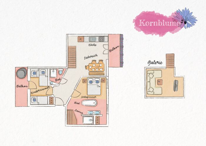 Ferienwohnung Kornblume Grundriss